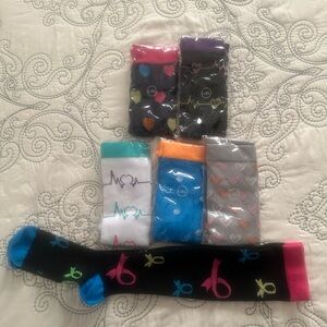 Colorful Patterned Copper Compression Casual Socks Set of 6